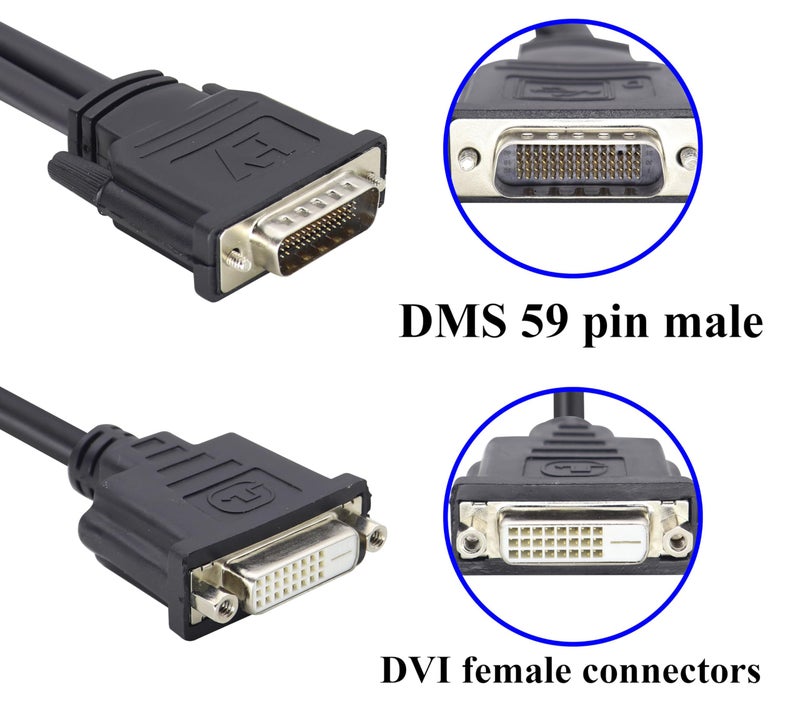 zdyCGTime DMS-59 to 2 DVI (24+1) Splitter Cable Connector for Dual Monitor Setups or as a DVI Adapter Y Cord Dongle-10inch - Image 3